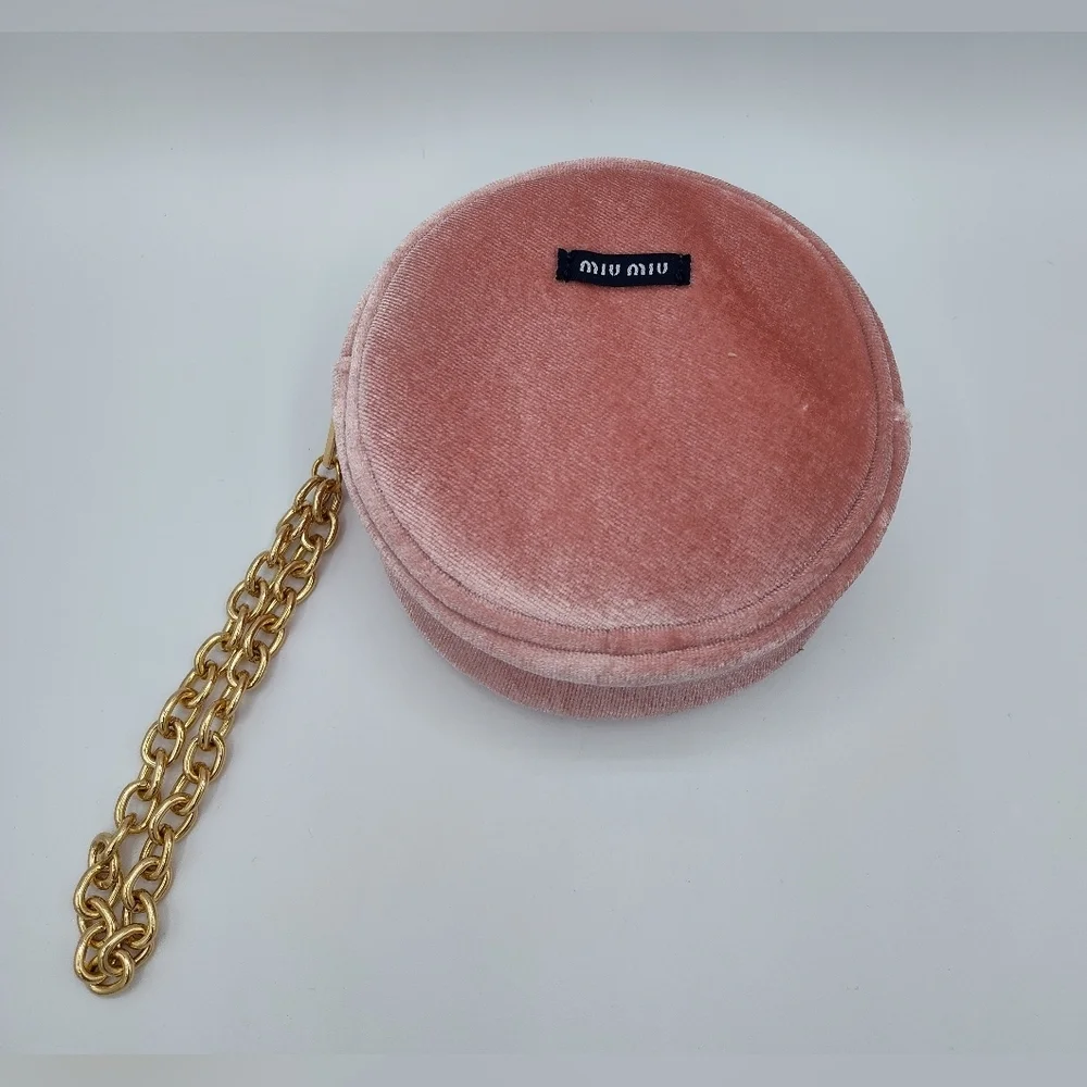 Miu Miu Pink Velvet Chain Pouch Pochette Parfums Gift New In Box